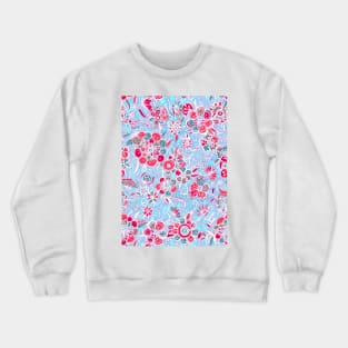 Sweet Spring Floral - cherry red & bright aqua Crewneck Sweatshirt